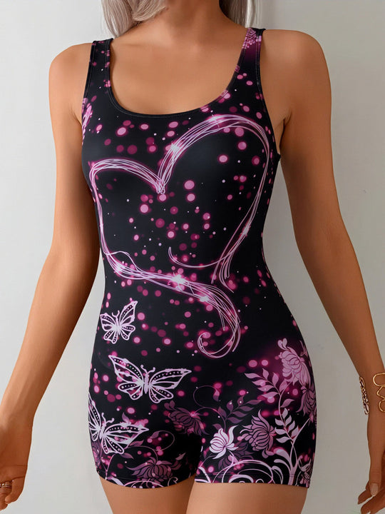 Damen Sportlicher Schwimmanzug mit modernem Druck