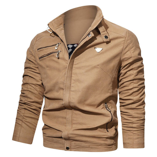 Herren leichtes Canvas‑Utility‑Blouson mit Stehkragen, asymmetrischer Brustreißverschlusspartie und Zier‑Reißverschlüssen Shop Nory