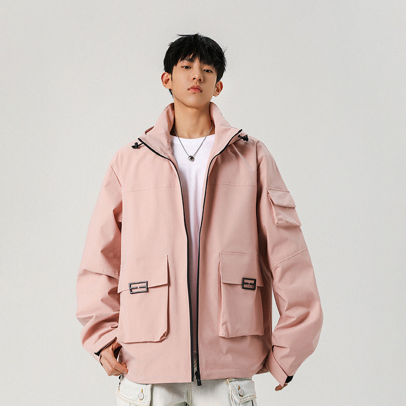 Herren Oversize Utility-Jacke mit technischer Softshell, Kapuze und Mehrfachtaschen Shop Nory