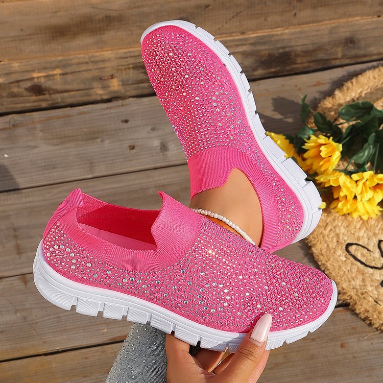 Damen Stilvolle Slip-On Sneakers mit funkelndem Strassdesign Shopnory