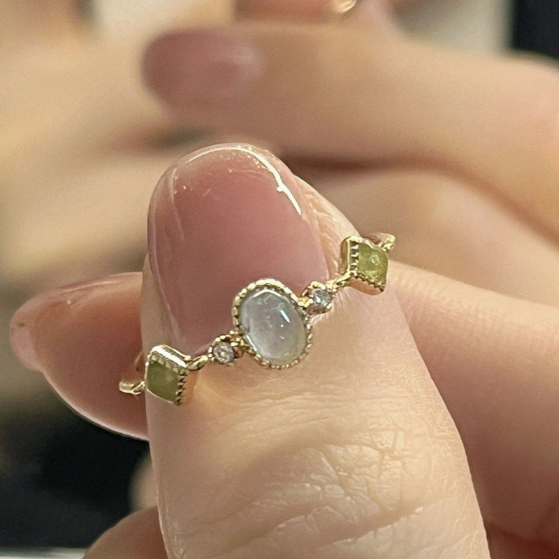 Damen Offener Ring mit strukturierter Oberfläche und elegantem Edelstein Shop Nory