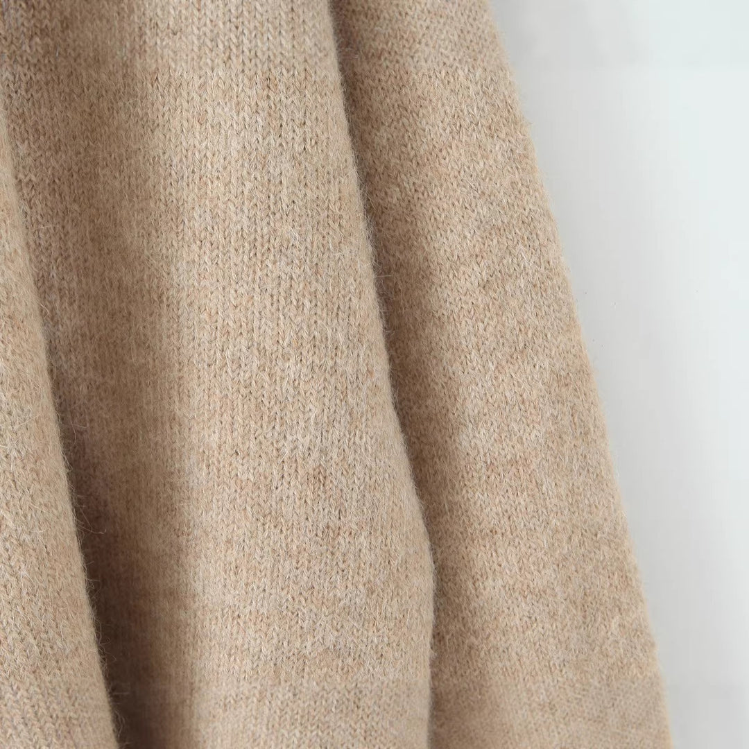 Damen Oversize Strickpullover mit integriertem Schal und weitem Schulterkragen Shop Nory