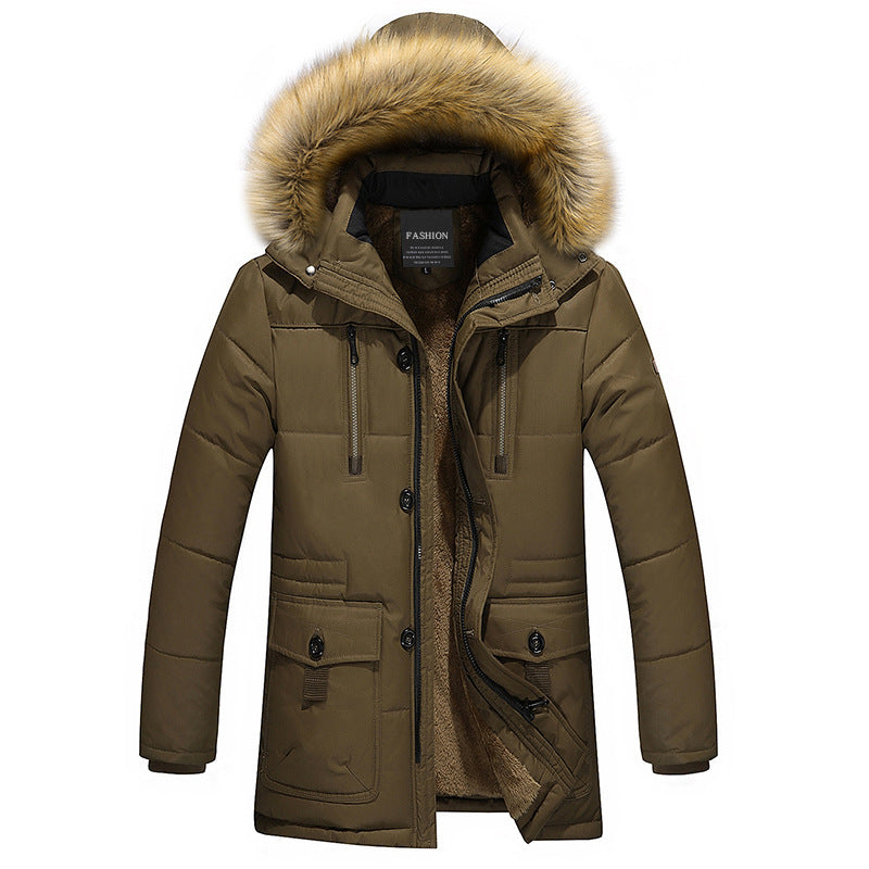 Herren Isolierter Langparka mit Teddyfleece-Innenlage, abnehmbarer Kunstfellkapuze und verdecktem Zweiwege-Reißverschluss Shop Nory