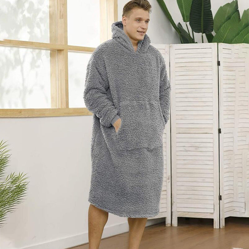 Herren nan übergroßer Sherpa-Wohnmantel mit Kapuze und praktischen Eingrifftaschen Shop Nory