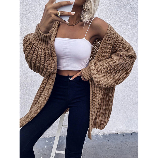 Damen Kuschel-Cardigan im Cocoon-Schnitt mit überlangen Ärmelbündchen und offener Front Shop Nory