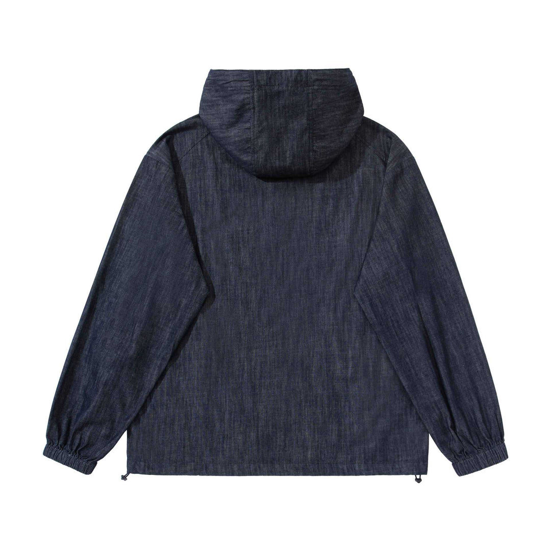 Herren leichter Denim-Anorak mit Kapuze und halber Knopfleiste Shop Nory