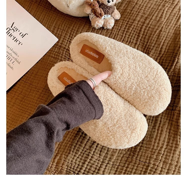 Damen Kuschelige Teddy-Filz Hausschlappen mit geschlossener Kappe und gepolstertem Fußbett Shop Nory