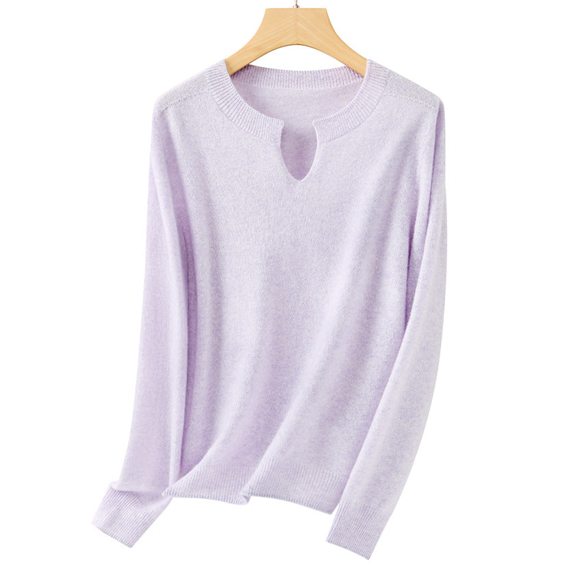 Damen Feinstrickpullover mit Kerbkragen und Angora‑Optik Shop Nory