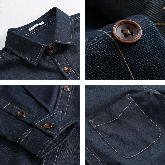 Herren Denim-Overshirt mit aufgesetzter Brusttasche und Kontrastnähten Shop Nory