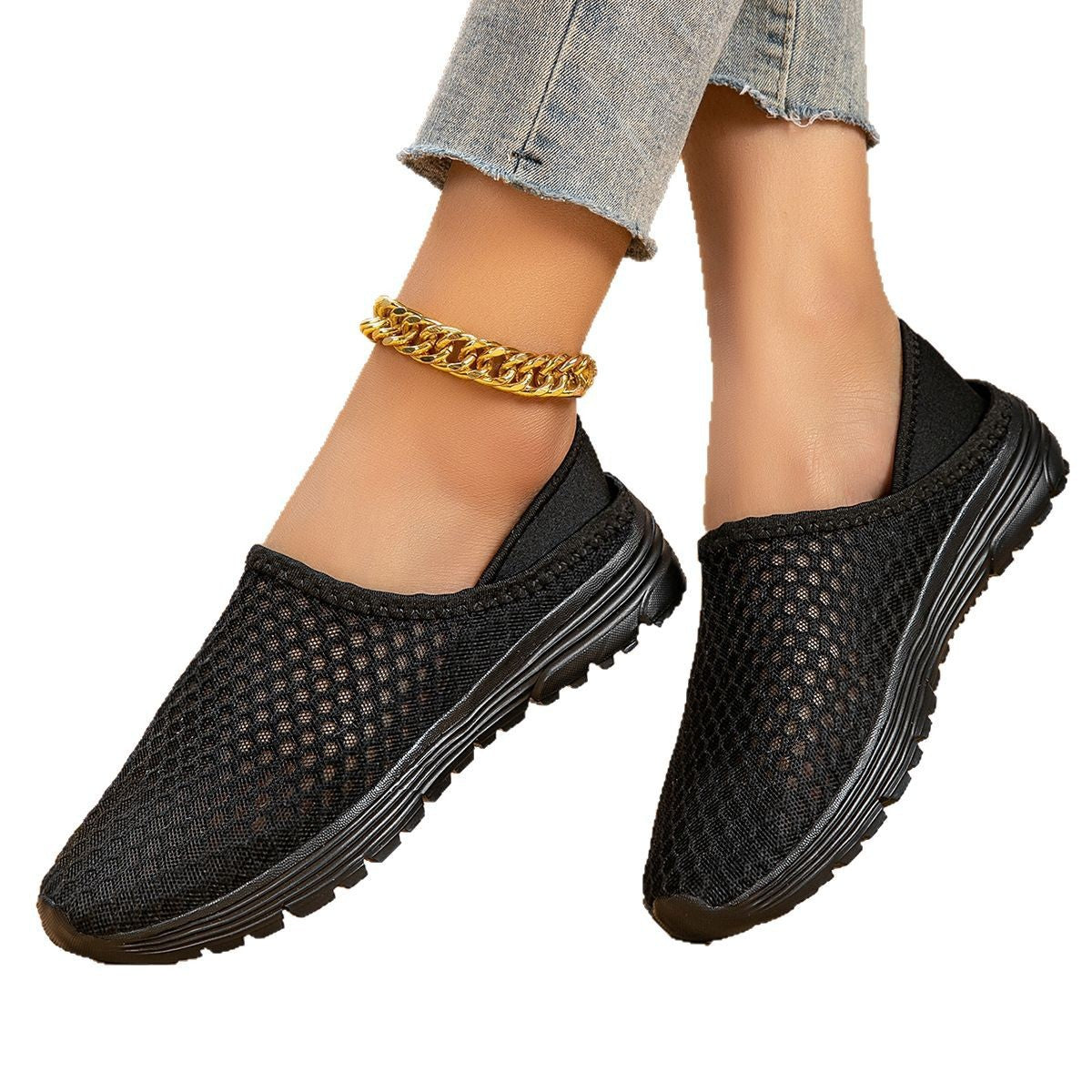 Damen Atmungsaktive Slip-On Freizeitschuhe