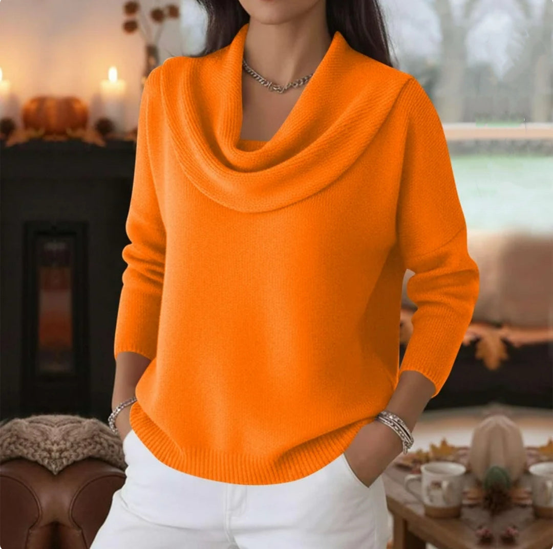 Damen Lässiger Schalkragen-Feinstrickpullover mit überschnittener Schulter und geripptem Saum Shop Nory