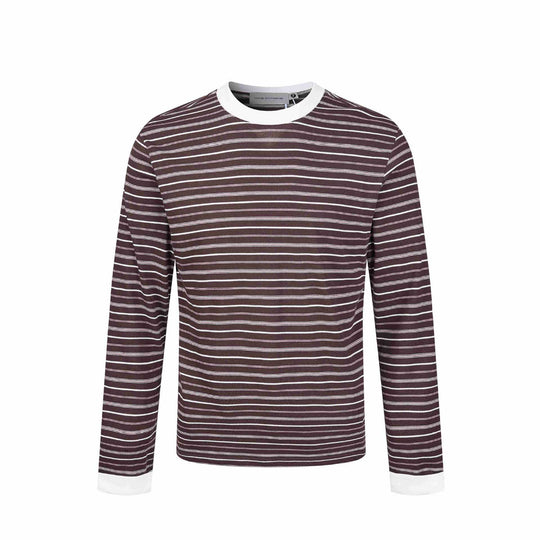 Herren Gestreiftes Langarmshirt aus Baumwollmix mit geripptem Rundhals Shop Nory