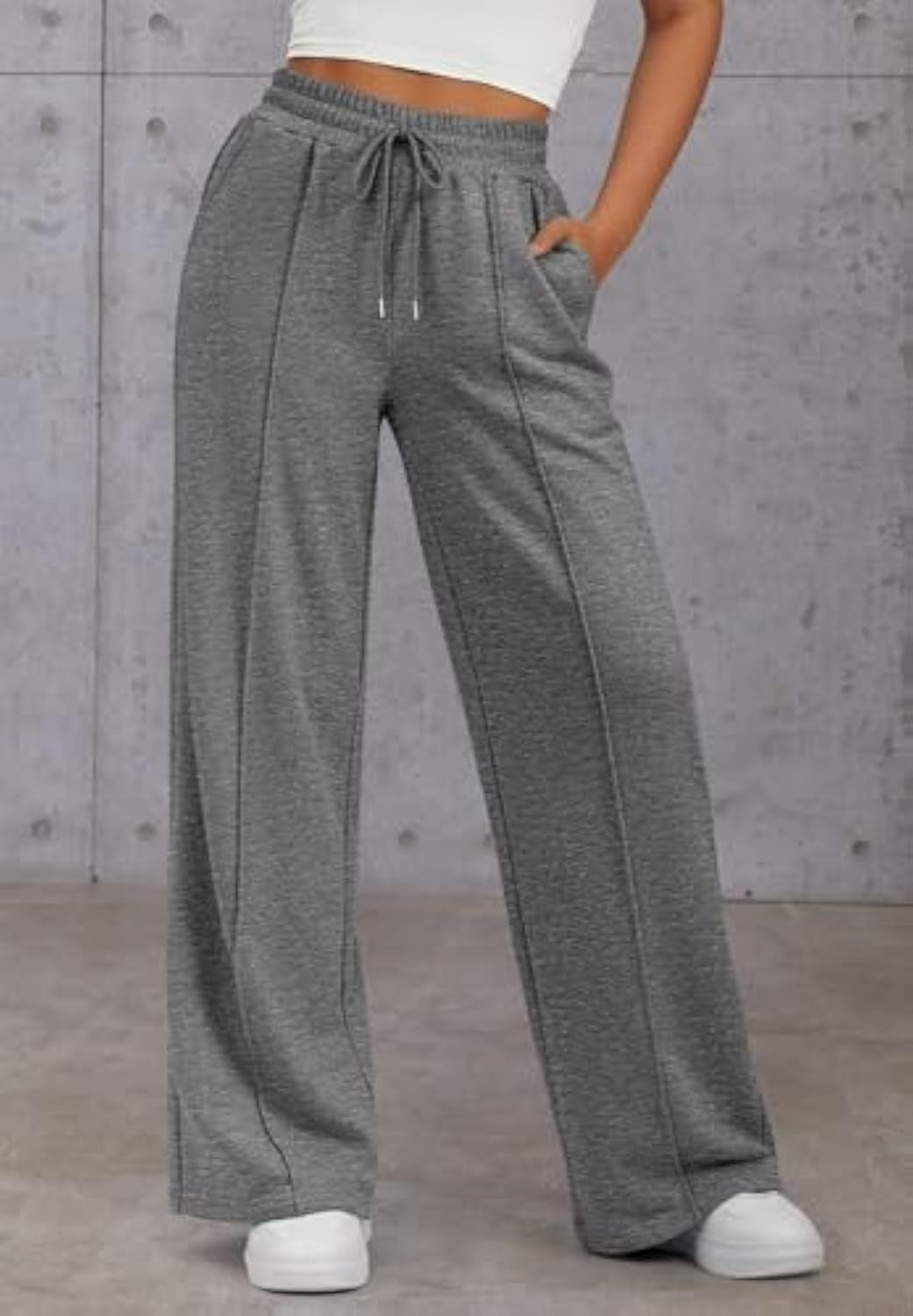 Damen Komfortable Weite Sweatpants mit elastischem Bund und praktischen Taschen