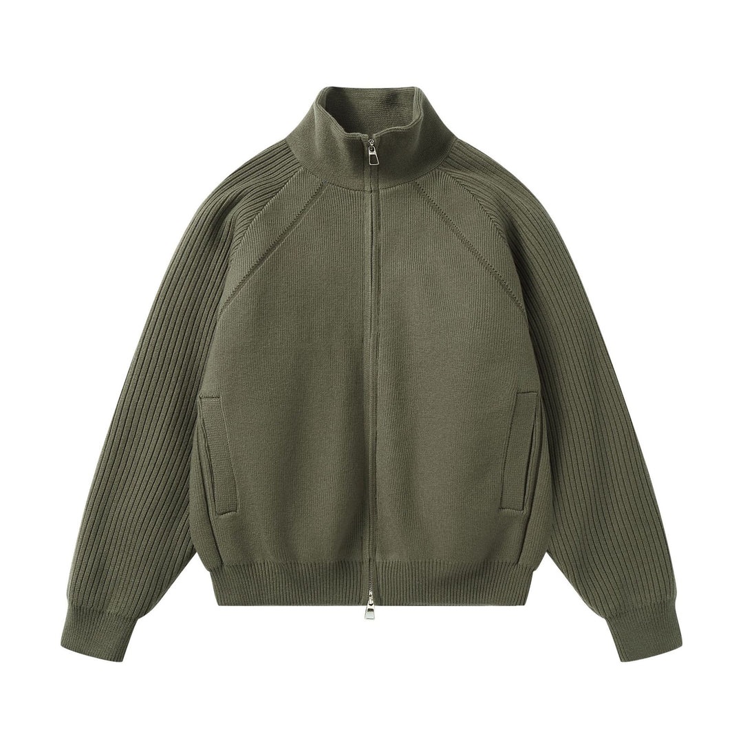 Unisex Strick-Zipjacke mit Stehkragen und gerippten Ärmeln Shop Nory