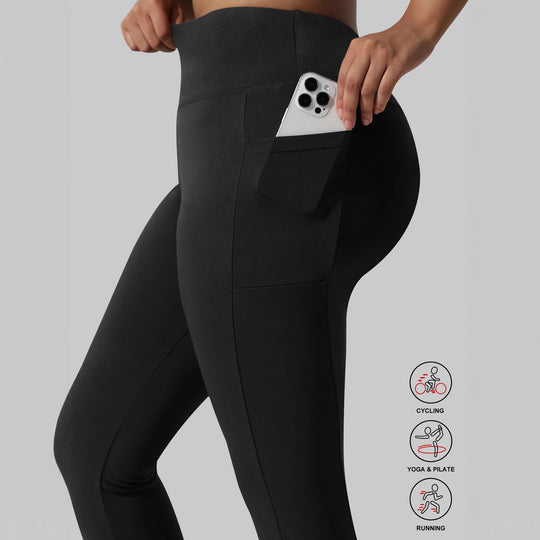 Damen Capri-Trainingstights mit hohem Bund, Slim-Fit und seitlichen Taschen Shopy Nory