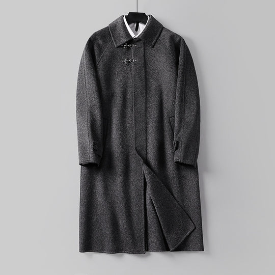 Herren Gerader Wollmix-Longcoat mit verdeckter Front und dekorativen Knebelverschlüssen Shop Nory