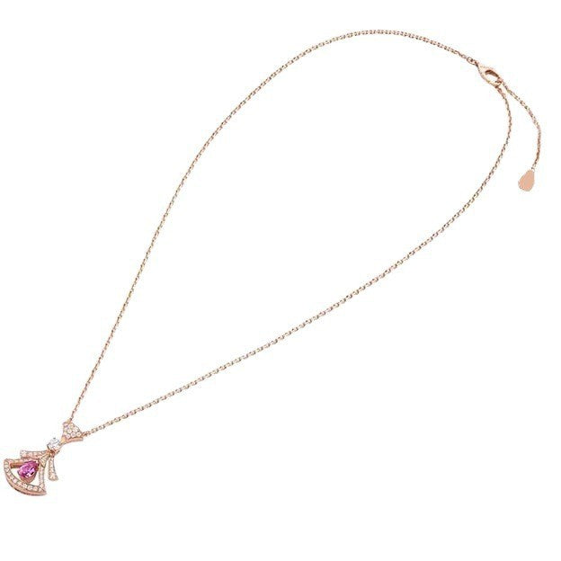 Damen Halskette mit funkelndem Anhänger aus hochwertigem Gold und bunten Kristallakzenten Shop Nory