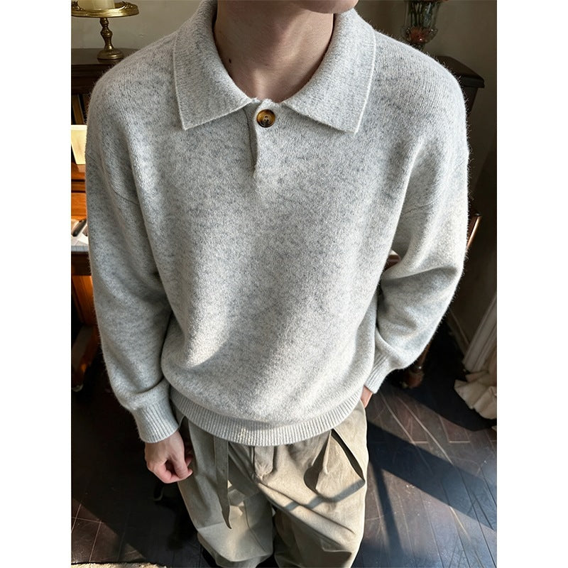 Damen Oversize-Strickpullover mit Polokragen und Ein-Knopf-Detail Shop Nory