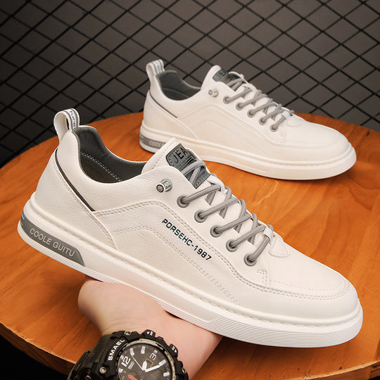 Herren elegante niedrige Leder-Sneaker mit Komfortfußbett und rutschfester Gummisohle Shopy Nory