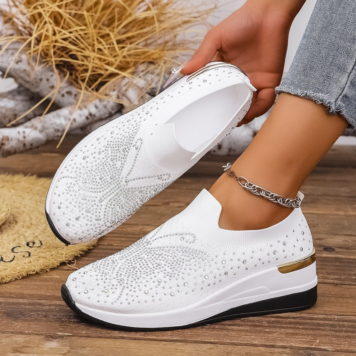 Damen Glitzernde Slip-On Sneaker
