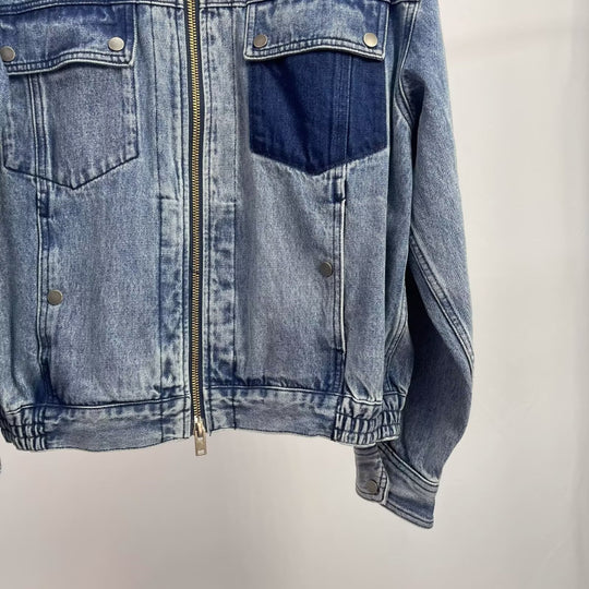 Herren Relaxed Denim-Utility-Jacke mit Stehkragen und kontrastierter Brusttasche Shop Nory