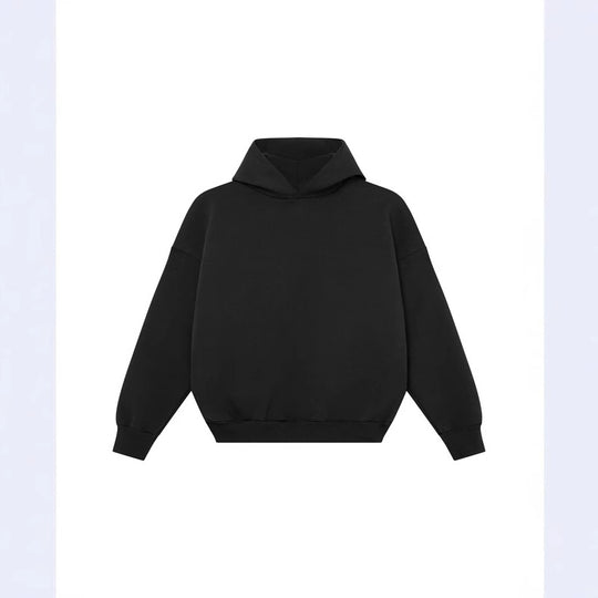 Unisex minimalistischer Kapuzenpullover ohne Kängurutasche mit überschnittener Schulter und geripptem Saum Shop Nory