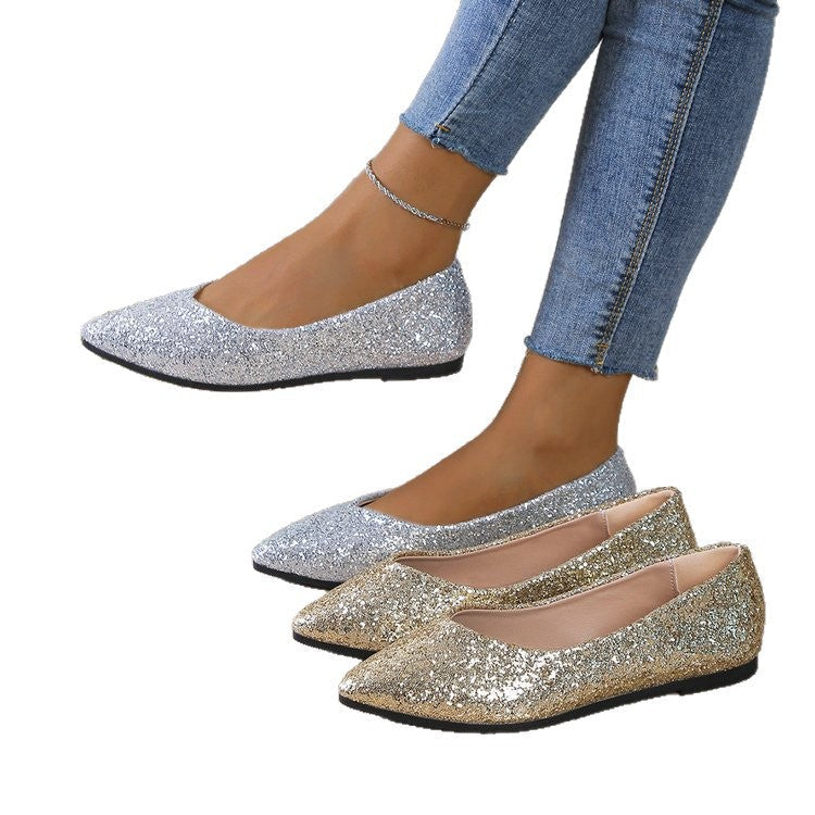 Damen Ballerinas mit funkelndem Glitzerdesign und elegantem spitzem Schnitt Shopnory