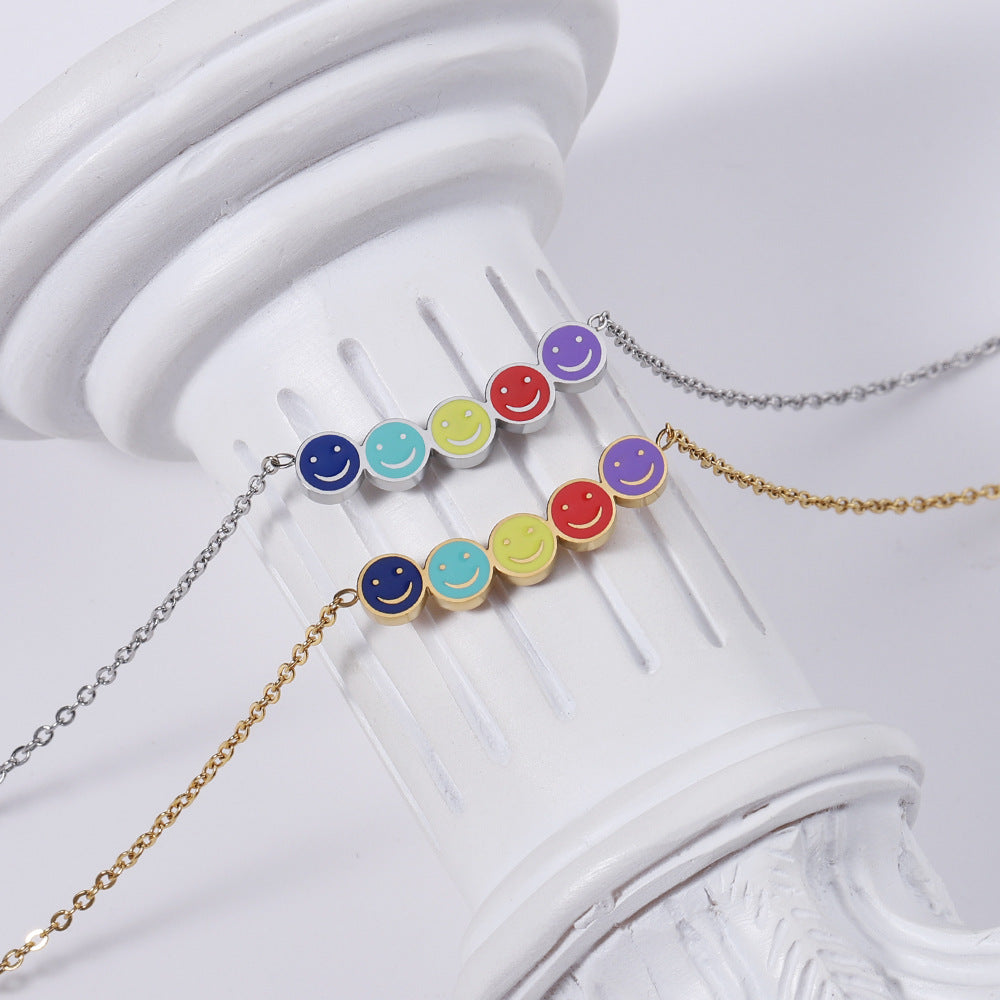 Frauen Playful Smiley Face Charm Halskette Shop Nory