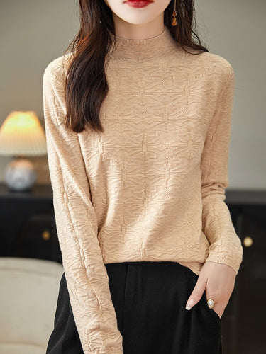 Damen Strukturiertes Feinstrick-Longsleeve mit Stehkragen und kastiger Silhouette Shop Nory