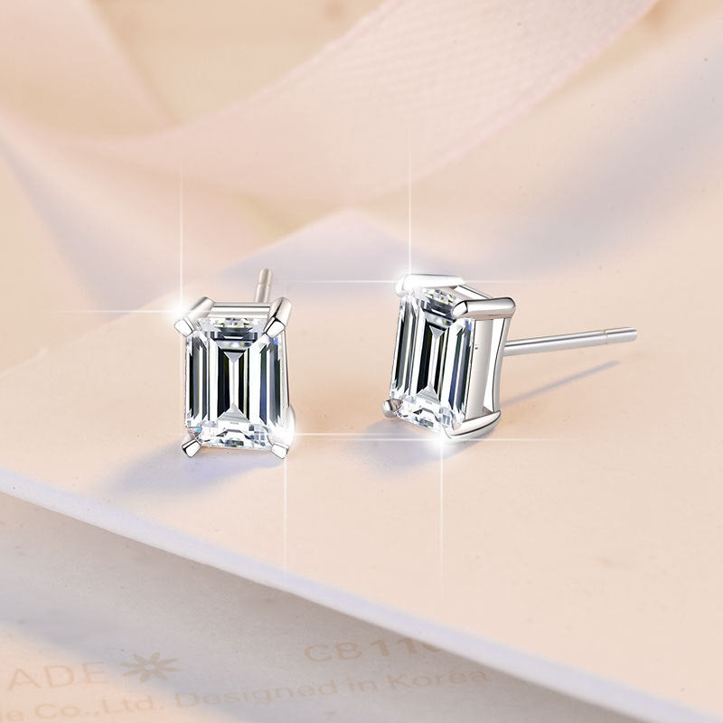 Damen Ohrstecker mit elegantem rechteckigem Kristall-Design Shop Nory