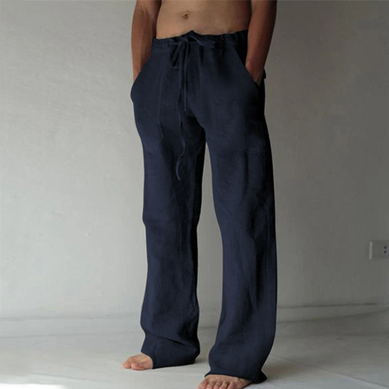 Herren nan lockere Leinenhose mit weitem Bein und Kordelzugbund Shop Nory