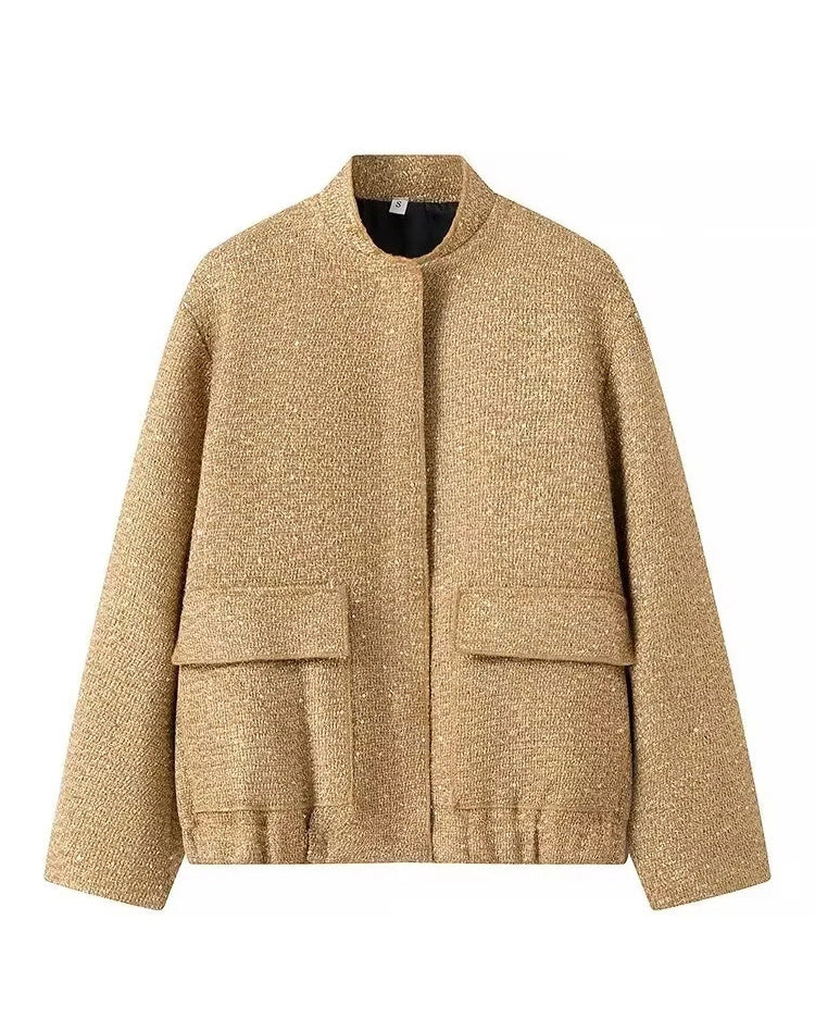 Gold Pailletten Stehkragenjacke