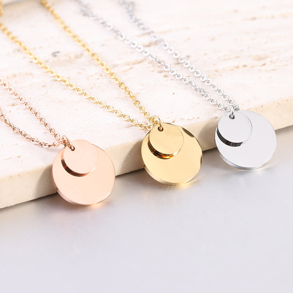 Damen Halskette mit doppeltem, rundem Anhänger und feiner Gliederkette Shop Nory