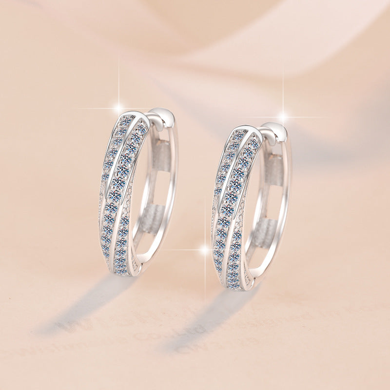 Damen Glitzernde Creolen mit doppelter Struktur Shop Nory