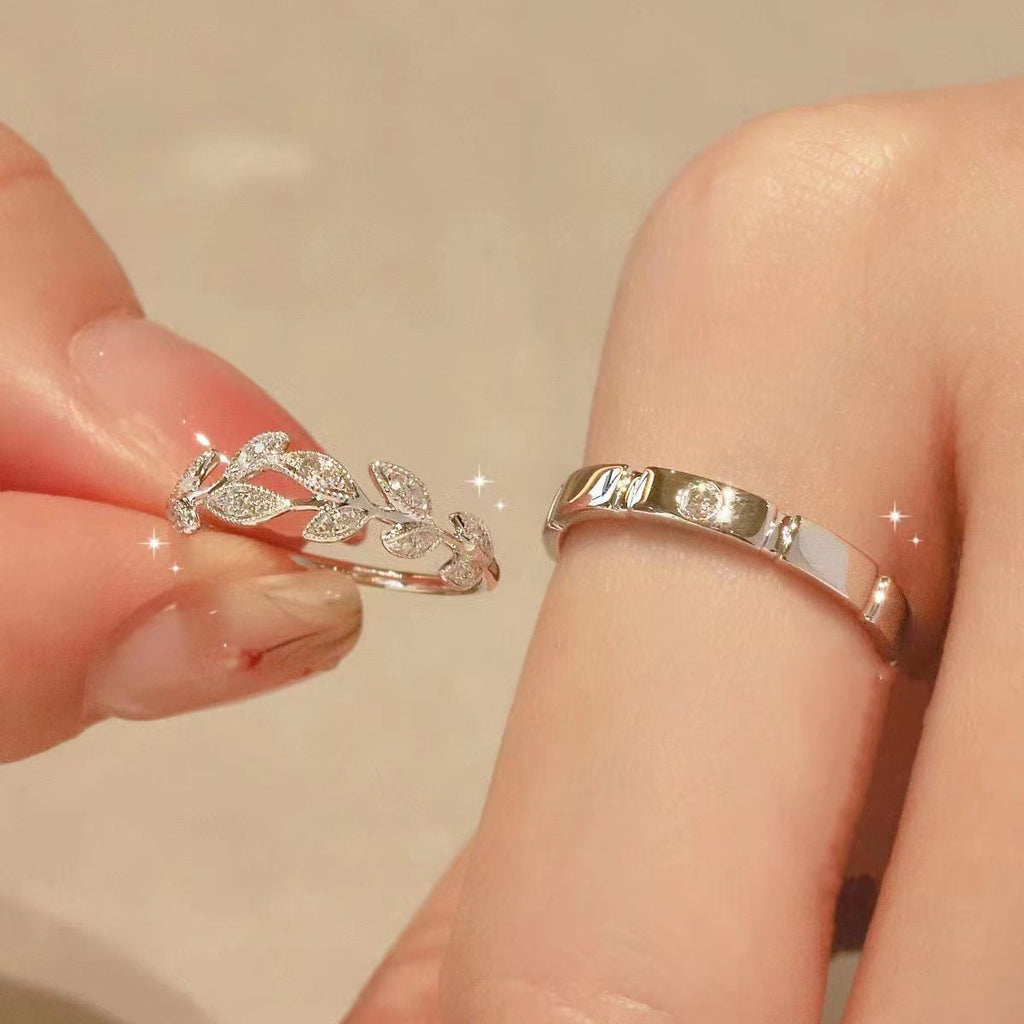 Damen zarter Ring mit filigranem Blattmotiv und funkelnden Zirkonia Shop Nory