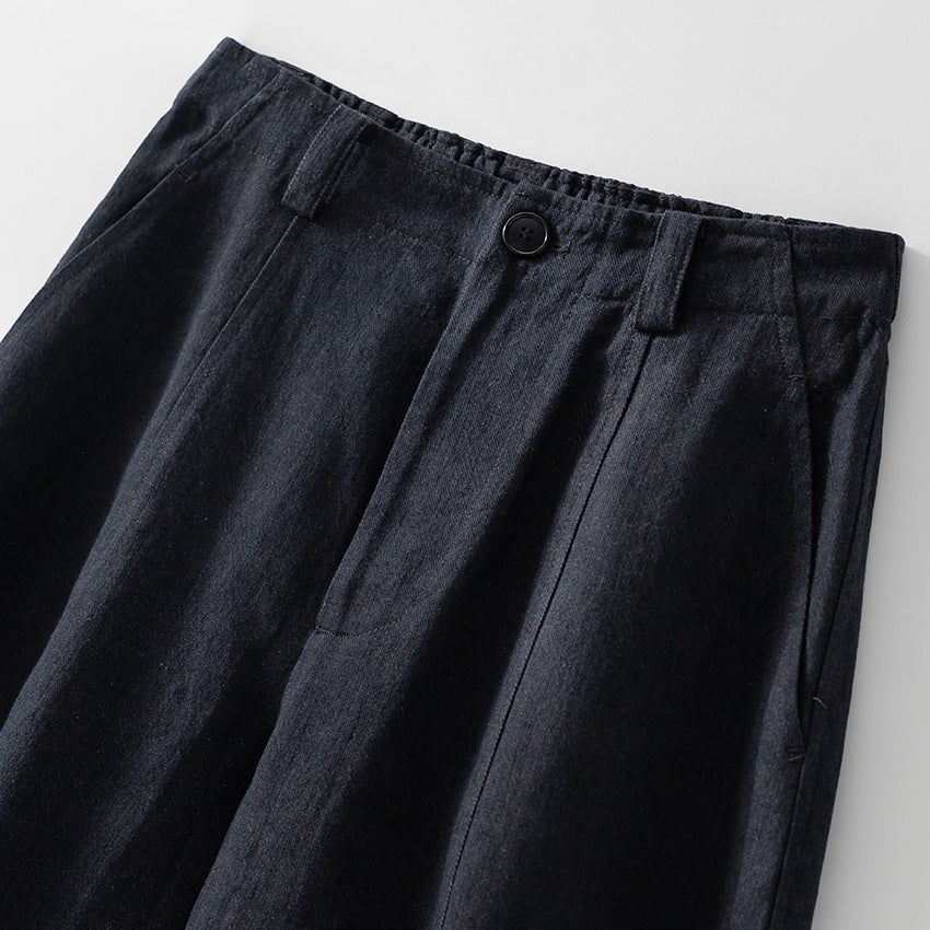 Damen Hochtaillierte weite Culotte-Hose aus Leinen‑Mix mit Bügelfalte und Eingrifftaschen Shop Nory