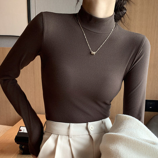Damen Elegantes und figurbetontes Langarm-Rollkragenoberteil Shop Nory