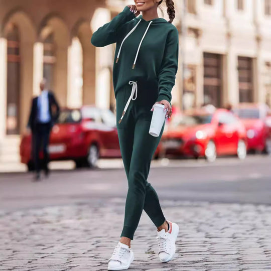 Damen Lässiges Kapuzenpulli- und schmalgeschnittenes Jogginghose-Set Shop Nory