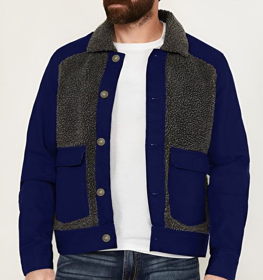 Herren Overshirt-Jacke mit Teddyfutter, aufgesetzten Pattentaschen und Knopfleiste Shop Nory