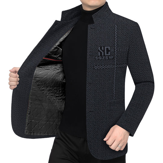 Herren Sakko-Cardigan mit wärmender Teddyfutter und Stehkragen Shop Nory