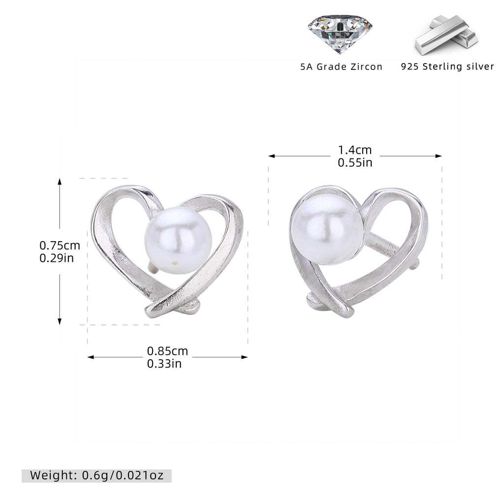 Damen Ohrstecker mit Herzdesign und Perle Shop Nory