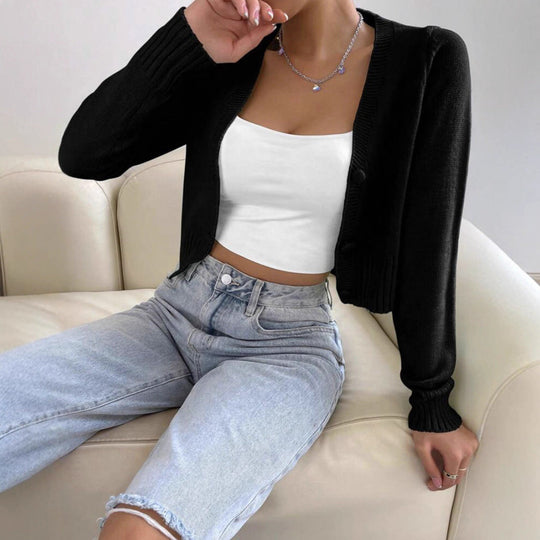 Damen Kurzstrickjacke mit feinem Rippstrickdesign