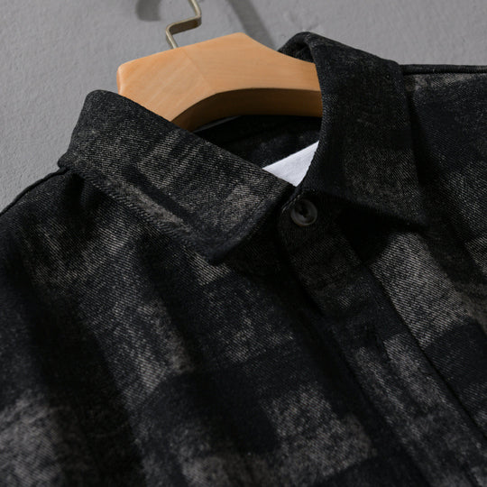 Herren Strukturiertes Hemdjacke-Overshirt aus Baumwollmischung mit geometrischem Print Shop Nory
