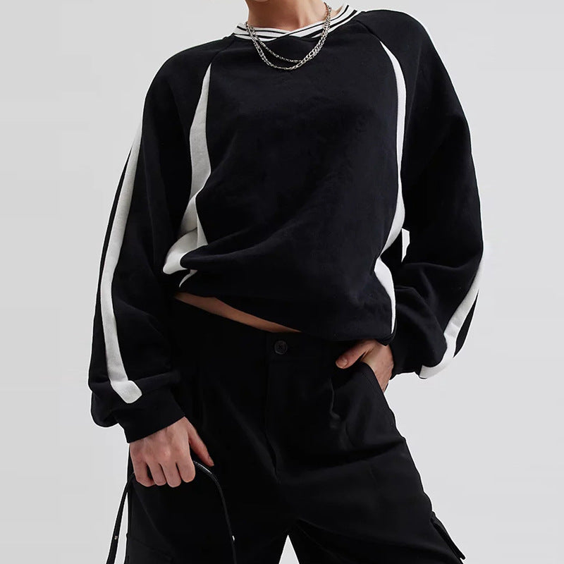 Damen Oversize Sweatshirt mit Raglanärmeln und Kontraststreifen Shop Nory