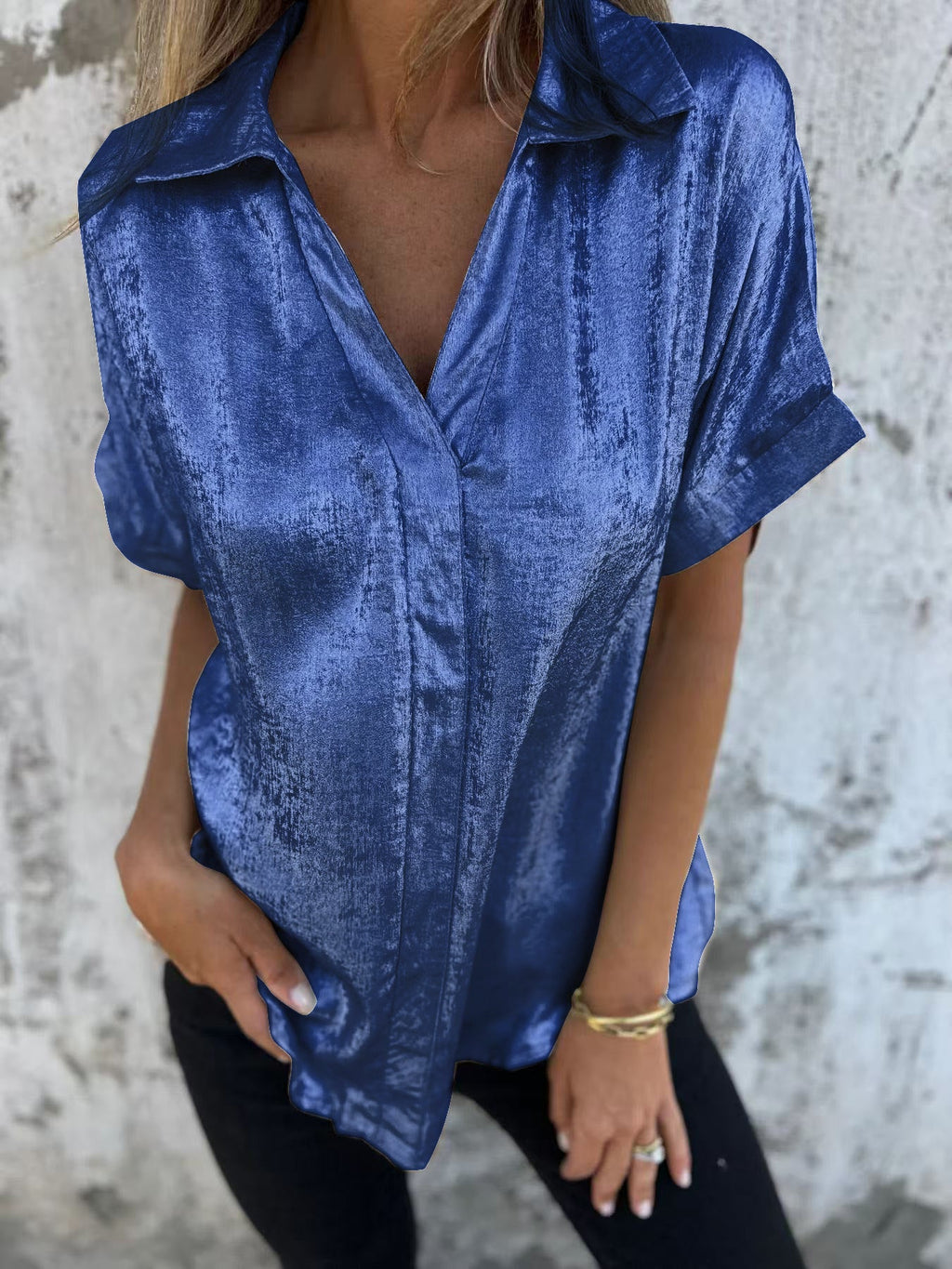 Damen Elegante Satinbluse mit glänzendem Finish und lässigem Schnitt