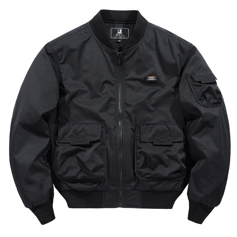Herren Kurz geschnittener Utility-Bomber mit Multifunktionstaschen und geripptem Bund Shop Nory