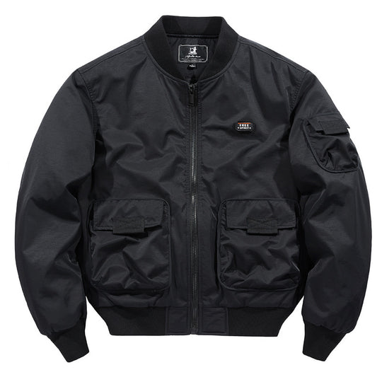 Herren Kurz geschnittener Utility-Bomber mit Multifunktionstaschen und geripptem Bund Shop Nory