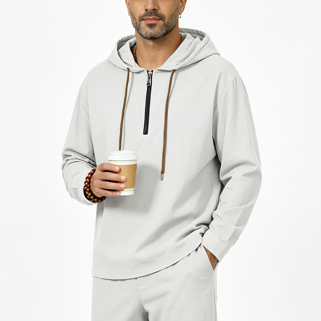 Herren Kapuzenpullover mit Halbzip, Tunnelzug und gerundetem Saum Shop Nory