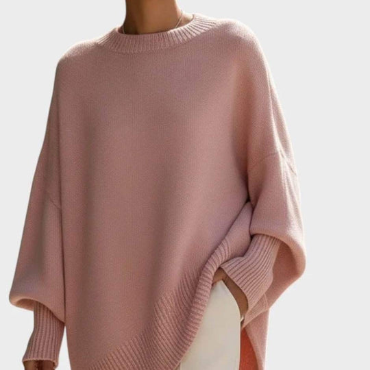 Damen nan Oversize Strickponcho mit asymmetrischem Saum und gerippten Ärmeln Shop Nory
