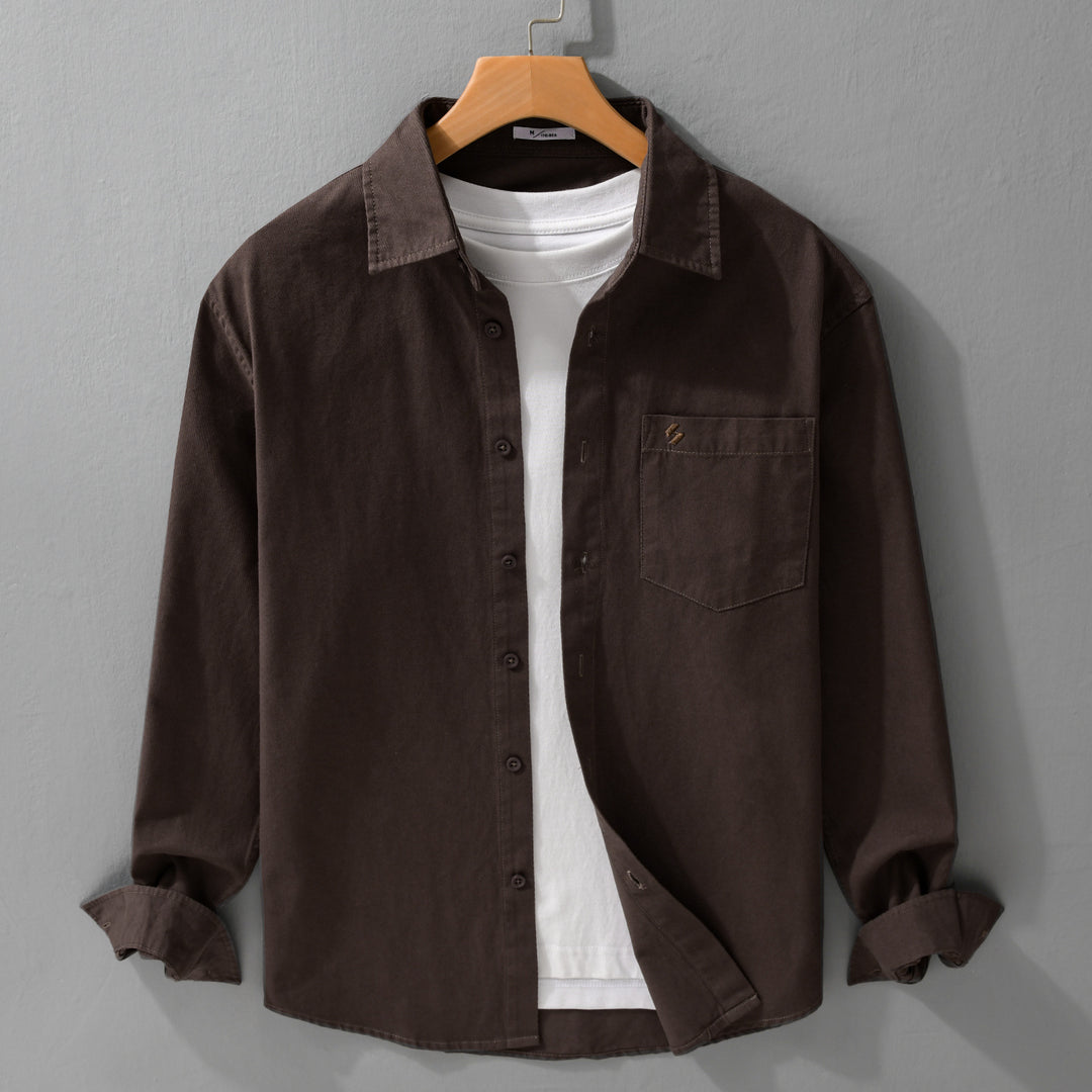 Herren Hemdjacke-Overshirt aus softem Baumwoll-Twill im Layering-Look mit aufgesetzter Brusttasche Shop Nory